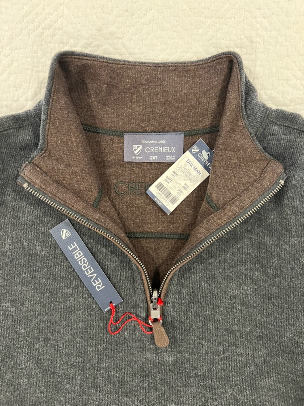 Daniel Cremieux Reversible Zip Sweater - Gray & Brown